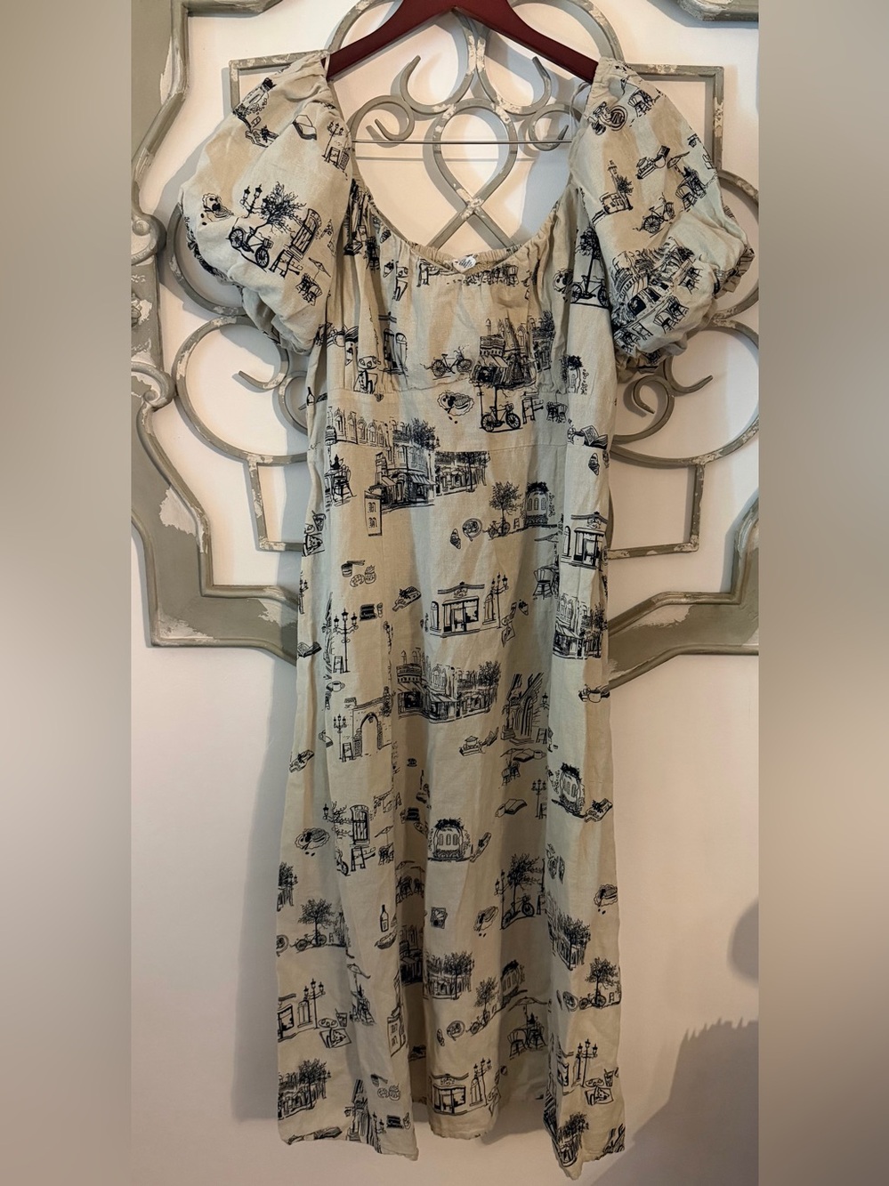 Tulip Creations Toile-Print Bistro Midi Dress Size XL